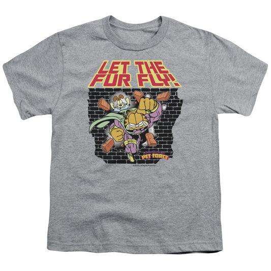 Garfield Let the Fur Fly Kids Youth T Shirt Athletic Heather