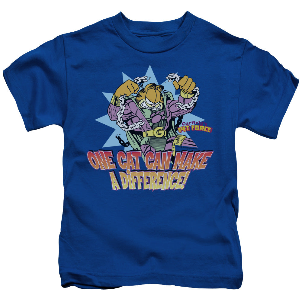 Garfield Make a Difference Juvenile Kids Youth T Shirt Royal Blue