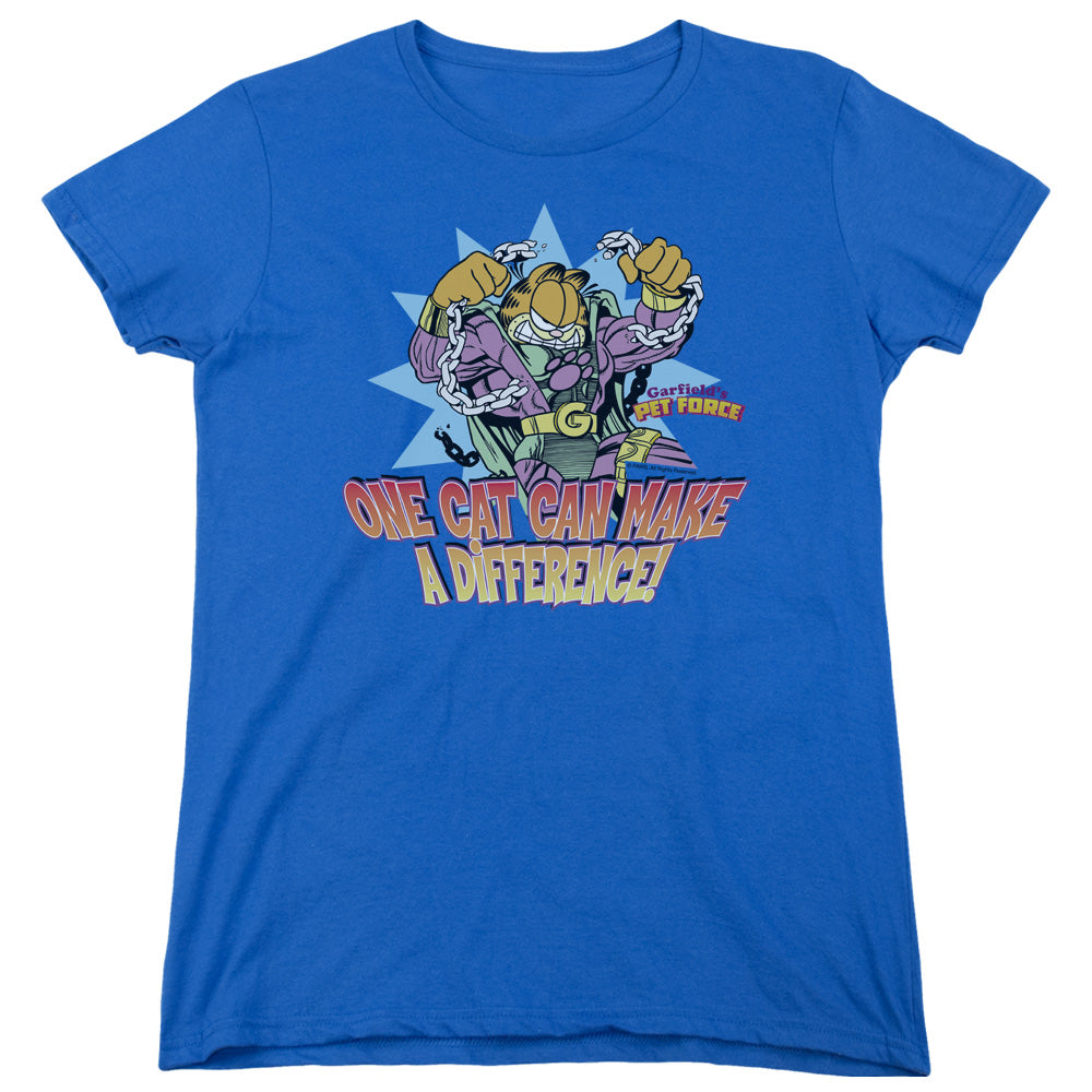 Garfield Make a Difference Womens T Shirt Royal Blue