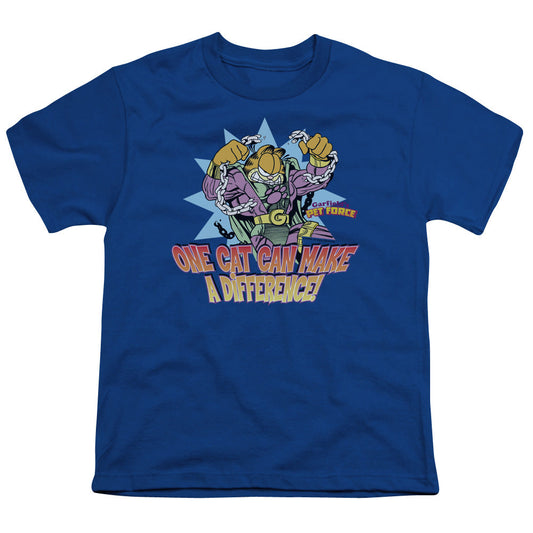 Garfield Make a Difference Kids Youth T Shirt Royal Blue