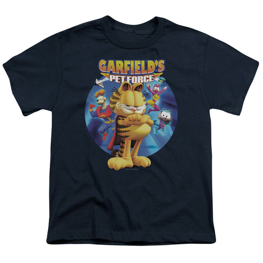 Garfield Dvd Art Kids Youth T Shirt Navy