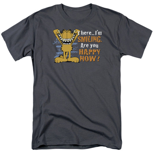 Garfield Smiling Mens T Shirt Charcoal Officially Licensed