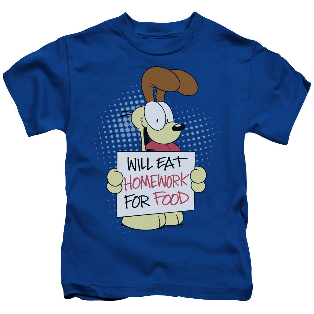 Garfield Will Eat Homework Juvenile Kids Youth T Shirt Royal Blue