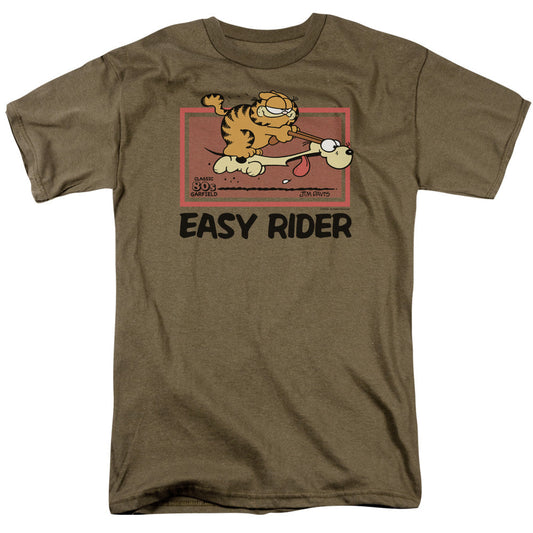 Garfield Vintage Easy Rider Mens T Shirt Safari Green Officially Licensed