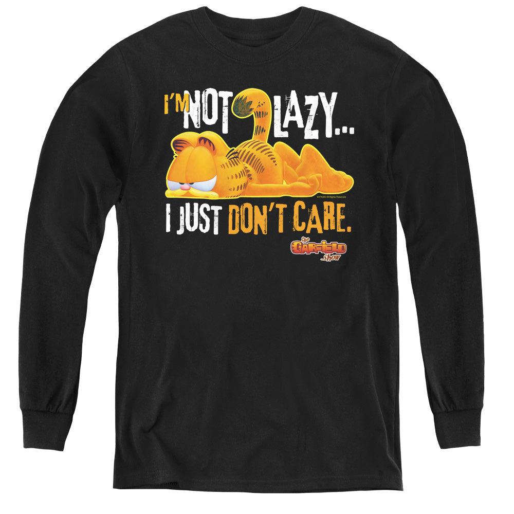 Garfield Not Lazy Long Sleeve Kids Youth T Shirt Black