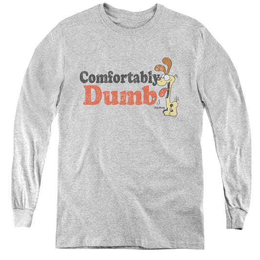 Garfield Comfortably Dumb Long Sleeve Kids Youth T Shirt Athletic Heather