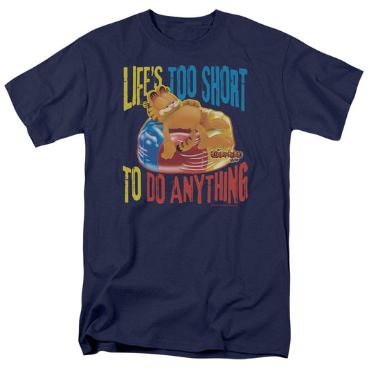 Garfield Too Short Mens T Shirt Navy Officially Licensed