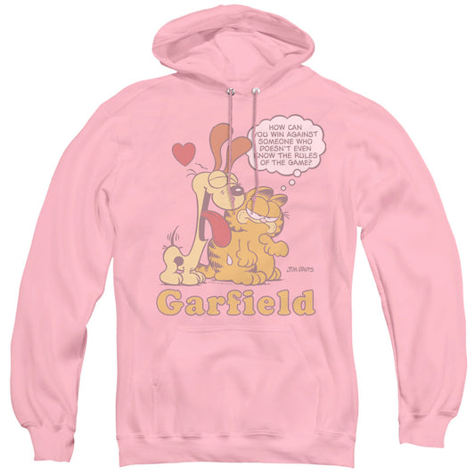 Garfield Cant Win Mens Hoodie Pink