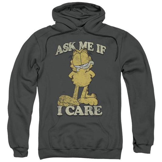 Garfield Ask Me Mens Hoodie Charcoal