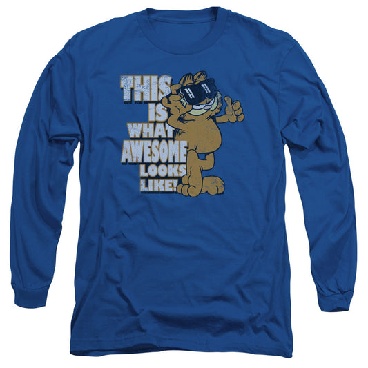 Garfield Awesome Mens Long Sleeve Shirt Royal Officially Licensed