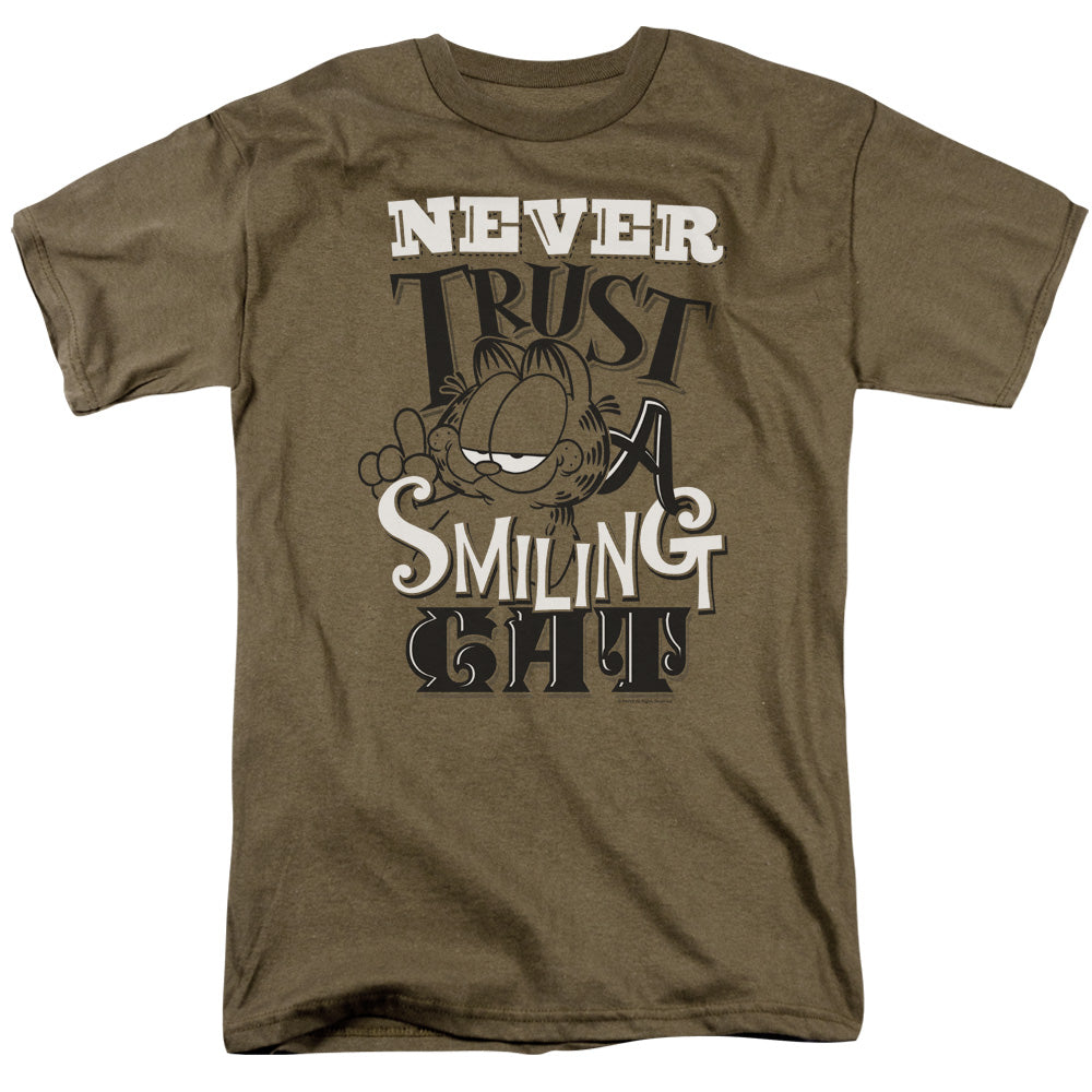Garfield Never Trust Mens T Shirt Safari Green Officially Licensed