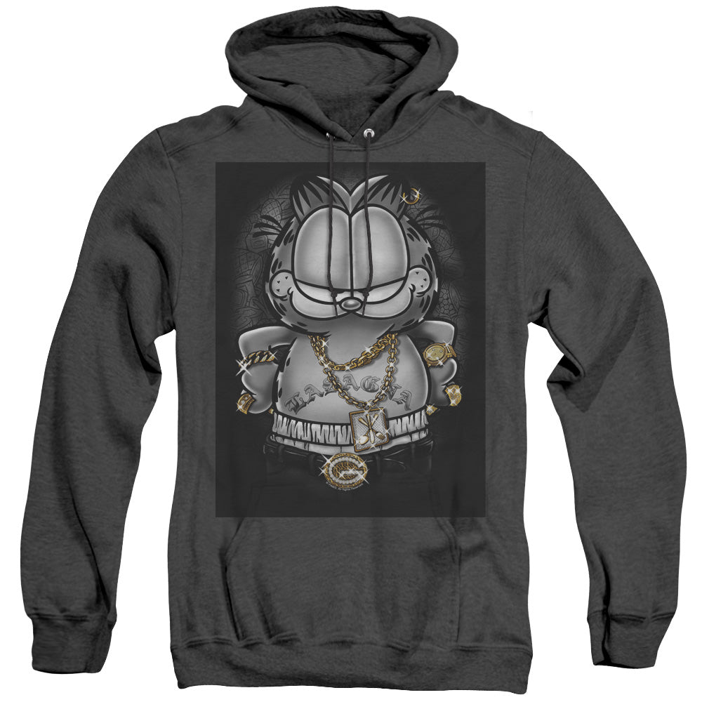 Garfield Lasagna For Life Heather Mens Hoodie Black