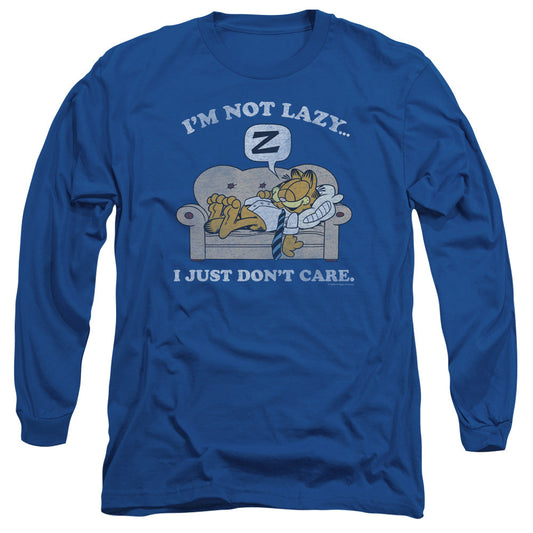 Garfield Not Lazy Mens Long Sleeve Shirt Royal Officially Licensed