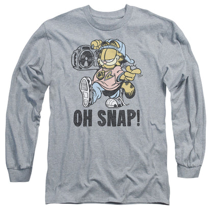 Garfield Oh Snap Mens Long Sleeve Shirt Athletic Heather Officially Licensed