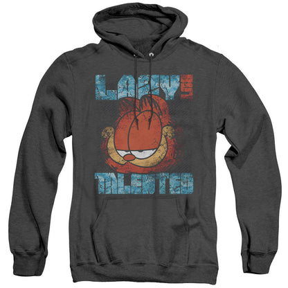Garfield Lazy But Talented Distressed Heather Mens Hoodie Black