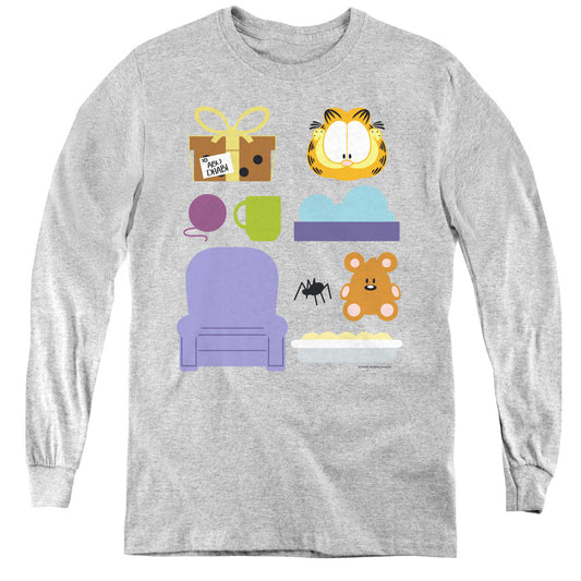 Garfield Gift Set Long Sleeve Kids Youth T Shirt Athletic Heather