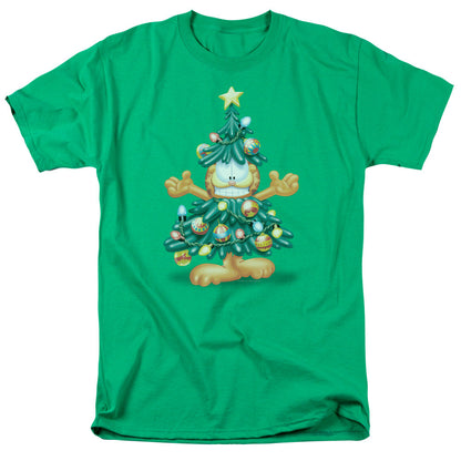 Garfield Tree Mens T Shirt Kelly Green Officially Licensed
