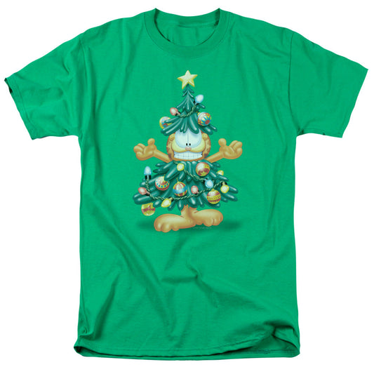 Garfield Tree Mens T Shirt Kelly Green Officially Licensed
