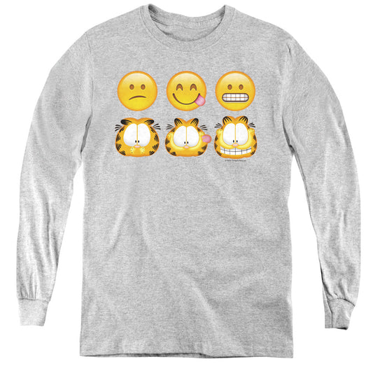 Garfield Emojis Long Sleeve Kids Youth T Shirt Athletic Heather
