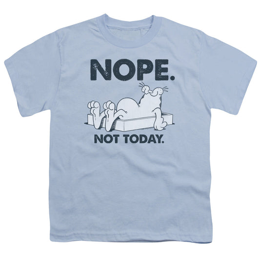 Garfield Nope Kids Youth T Shirt Light Blue