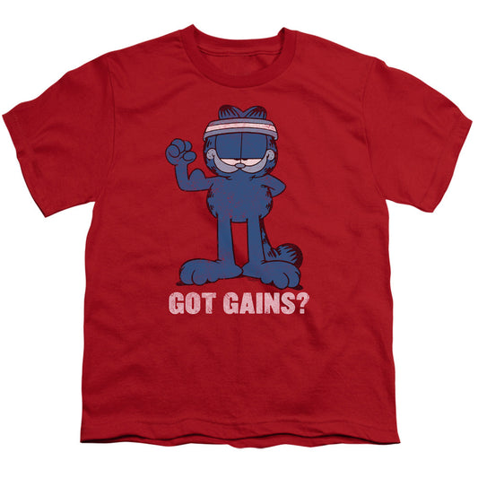 Garfield Got Gains Kids Youth T Shirt Red