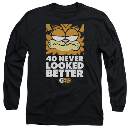 Garfield 40 Looks Mens Long Sleeve Shirt Black Officially Licensed