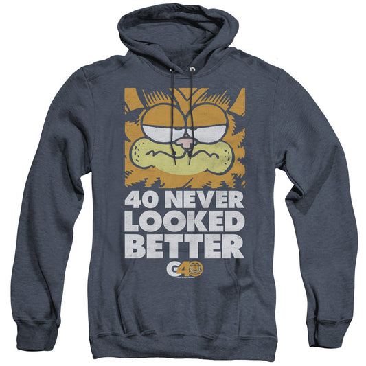 Garfield 40 Looks Mens Heather Hoodie Navy Officially Licensed