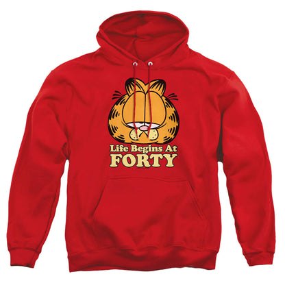 Garfield Life Begins At Forty Mens Hoodie Red