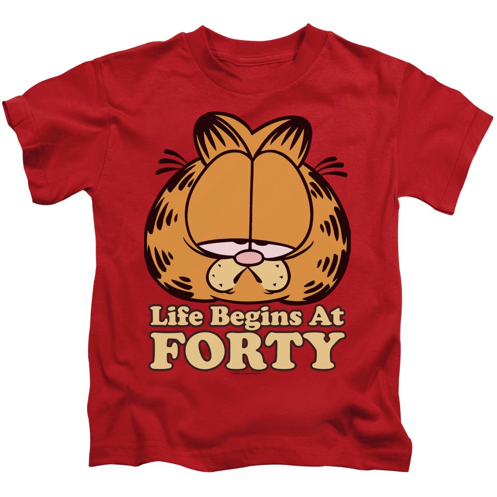 Garfield Life Begins at Forty Juvenile Kids Youth T Shirt Red