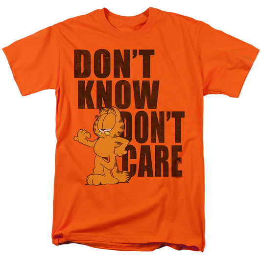 Garfield Don'T Know Don'T Care Mens T Shirt Orange Officially Licensed