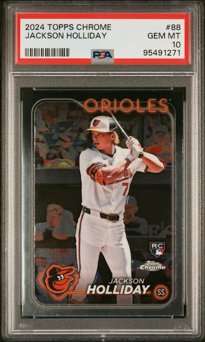 Graded 2024 Topps Chrome Jackson Holliday #88 Rookie RC Baseball Card PSA 10 Gem Mint