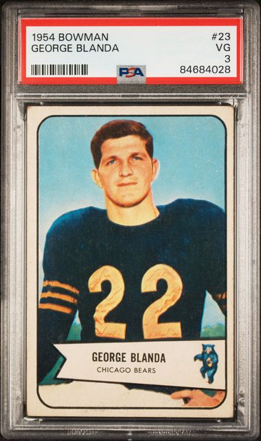 Graded 1954 Bowman George Blanda #23 Rookie RC Football Card PSA 3 Very Good