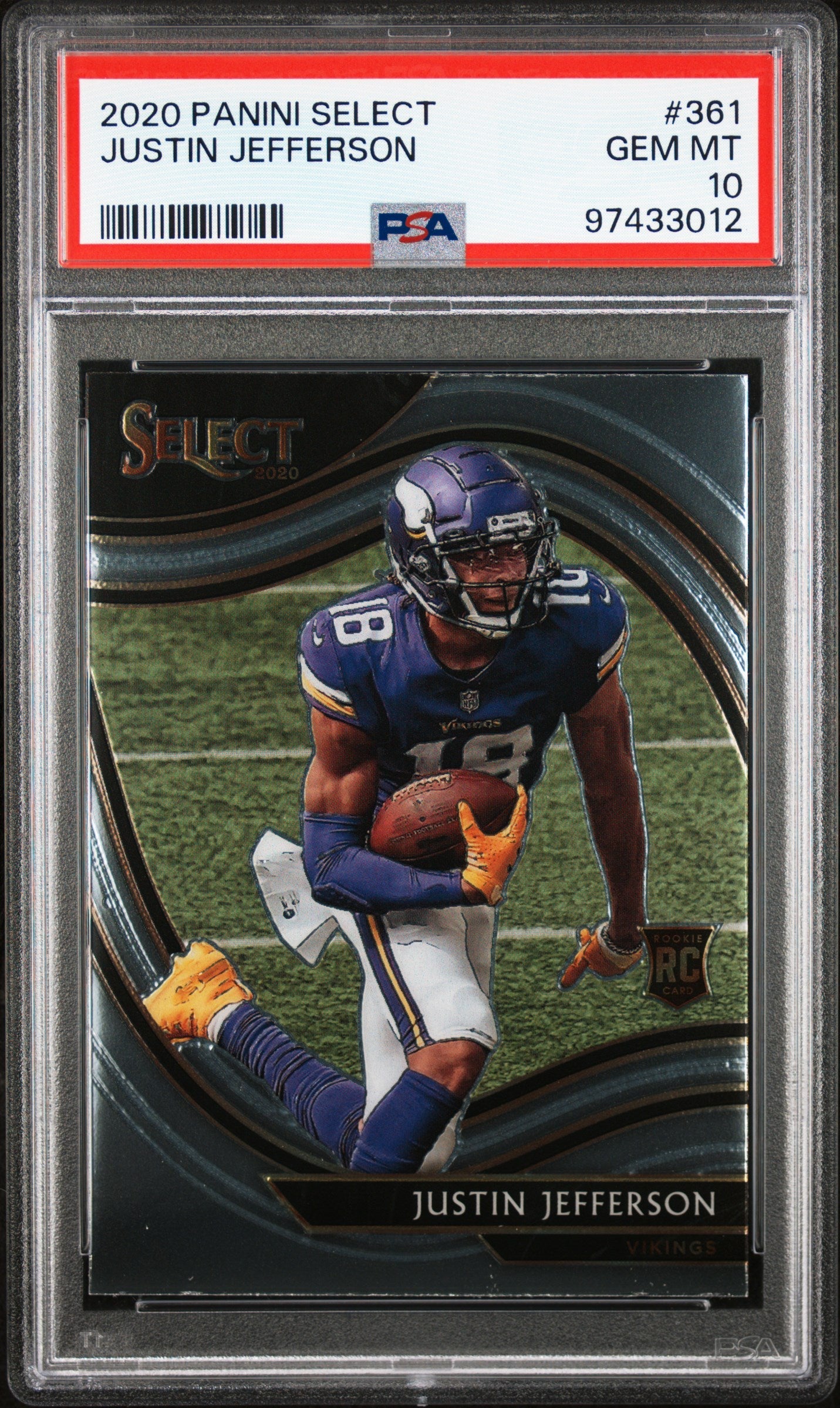 Graded 2020 Panini Select Justin Jefferson #361 Rookie RC Football Card PSA 10 Gem Mint