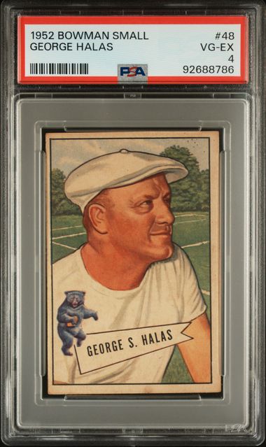 Graded 1952 Bowman Small George Halas #48 Football Card PSA 4 VG-EX