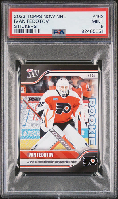Graded 2023 Topps Now Ivan Fedotov #162 Stickers Rookie RC Hockey Card PSA 9 Mint