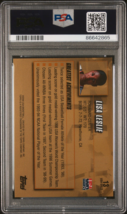 Graded 2000 Topps Team USA Lisa Leslie #13 Gold Basketball Card PSA 10 Gem Mint