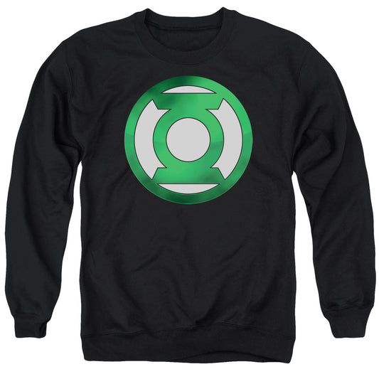 Green Lantern Green Chrome Logo Mens Crewneck Sweatshirt Black