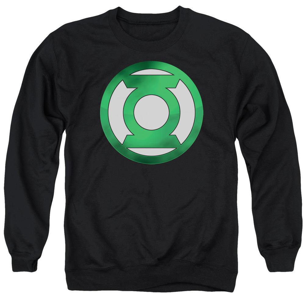 Green Lantern Green Chrome Logo Mens Crewneck Sweatshirt Black