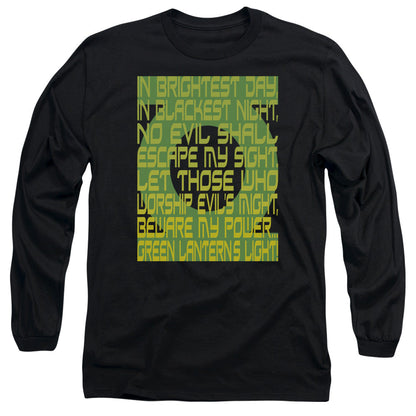 Green Lantern Green Lantern Oath Mens Long Sleeve Shirt Black Officially Licensed