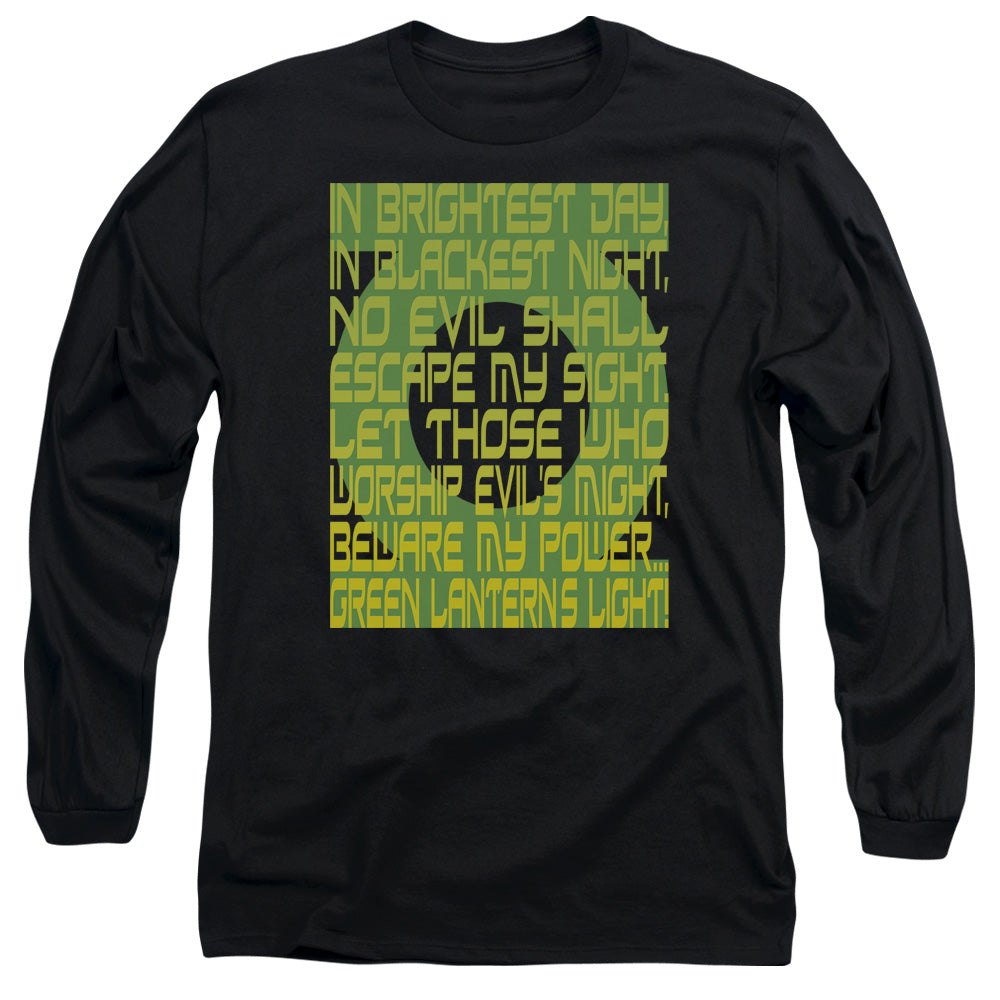 Green Lantern Green Lantern Oath Mens Long Sleeve Shirt Black Officially Licensed