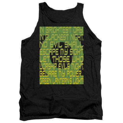 Green Lantern Green Lantern Oath Mens Tank Top Shirt Black Officially Licensed