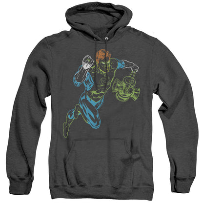Gl Neon Lantern Mens Heather Hoodie Black Officially Licensed