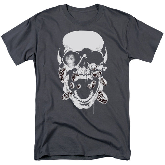 Green Lantern Black Lantern Skull Mens T Shirt Charcoal Officially Licensed