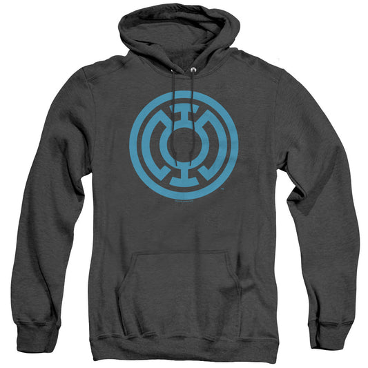 Green Lantern Lt Blue Emblem Mens Heather Hoodie Black Officially Licensed