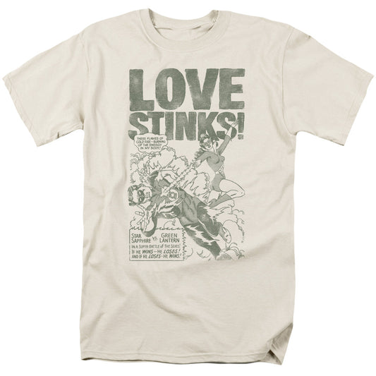 Green Lantern Love Stinks Mens T Shirt Cream Officially Licensed