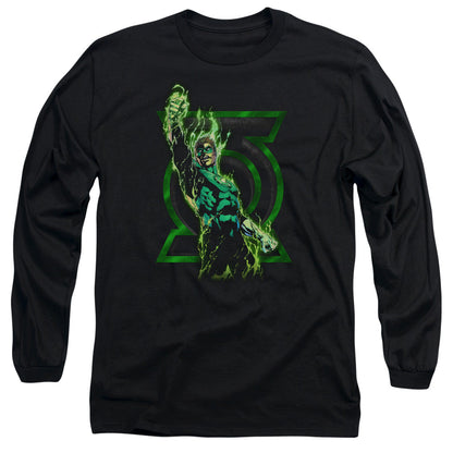 Green Lantern Fully Charged Mens Long Sleeve Shirt Black Officially Licensed