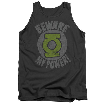 Green Lantern Beware Mens Tank Top Shirt Charcoal Officially Licensed