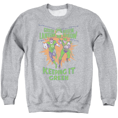 Green Lantern Keeping It Green Mens Crewneck Sweatshirt Athletic Heather