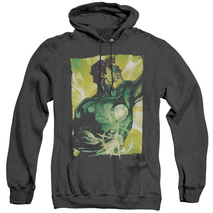 Green Lantern Up Up Mens Heather Hoodie Black Officially Licensed