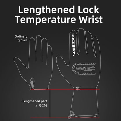 Fleece-Lined Thickened Full Finger Double-Layer Ski Gloves